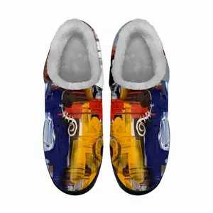 Men Red Abstractions Cotton Slippers