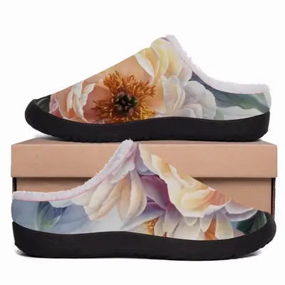 Men Beauty Of Peonies Cotton Slippers