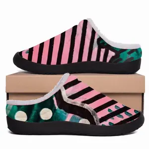 Men Pink Green Black Abstract Cotton Slippers