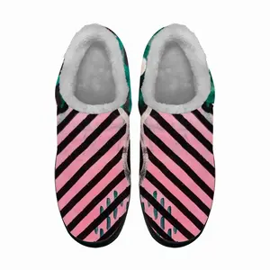 Men Pink Green Black Abstract Cotton Slippers