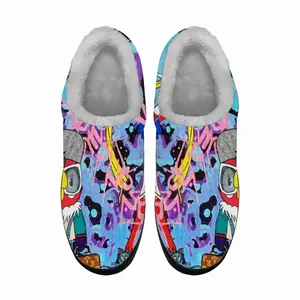 Men Goodbye My Love - Pop Art Cartoon Universal Peace Calligraphy Pink Cotton Slippers