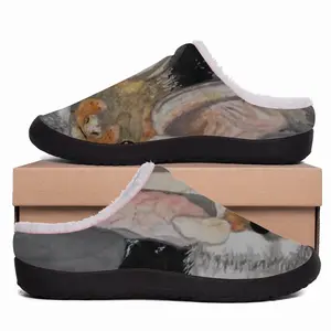 Men Batman - Watercolor Gray Mouse Animals Poster Cotton Slippers