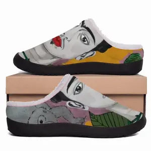 Men Little Frida - Mexico Kahlo Rivera Naive Art Portrait Women Girl Rose Bird Cotton Slippers