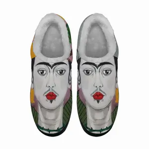 Men Little Frida - Mexico Kahlo Rivera Naive Art Portrait Women Girl Rose Bird Cotton Slippers