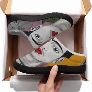 Men Little Frida - Mexico Kahlo Rivera Naive Art Portrait Women Girl Rose Bird Cotton Slippers