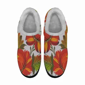 Men Orange Flower Cotton Slippers