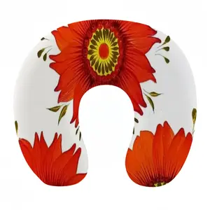 Three Red Flowers U-Shaped Neck Pillow