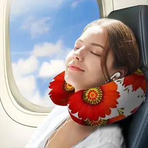 Three Red Flowers U-Shaped Neck Pillow