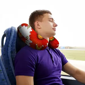 Three Red Flowers U-Shaped Neck Pillow