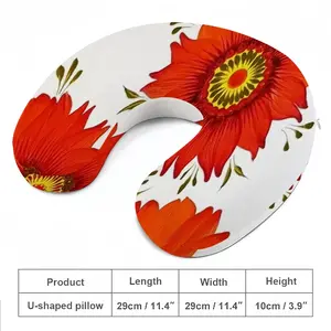 Three Red Flowers U-Shaped Neck Pillow