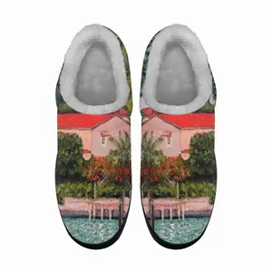 Men House With Red Roof Cotton Slippers