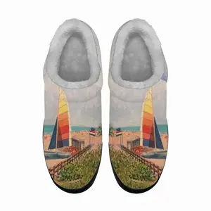 Men Sailboat On Miami Beach Cotton Slippers