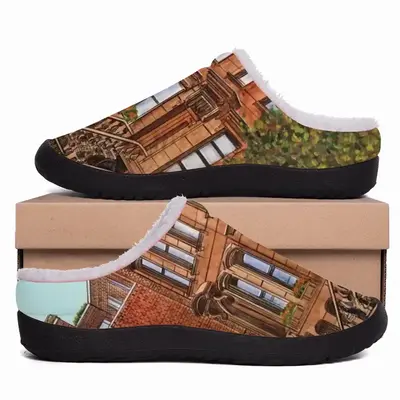 Men Brownstone Buildings New York City Cotton Slippers