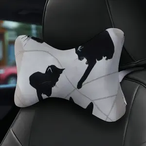 Cats With Thread Car Neck Pillow