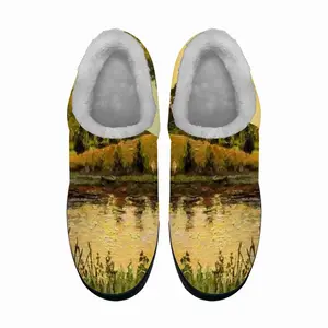 Men Orange Sunset Pond Cotton Slippers