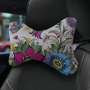 Flowers And Butterflies Car Neck Pillow