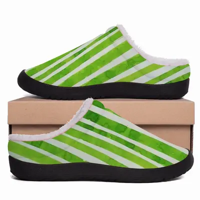 Men Green Lines Cotton Slippers