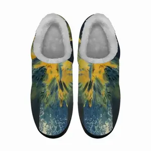 Men Blue And Yellow Bouquet Of Flowers Cotton Slippers