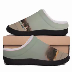 Men Green Lagoon With One Boat Cotton Slippers