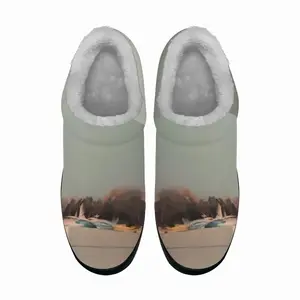 Men Green Lagoon With One Boat Cotton Slippers