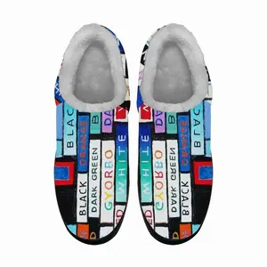 Men Colour Word Cotton Slippers