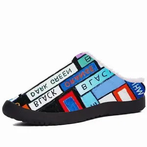 Men Colour Word Cotton Slippers