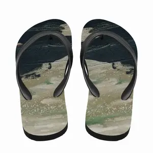 Men Black And Gold Wave Flip Flop Slippers