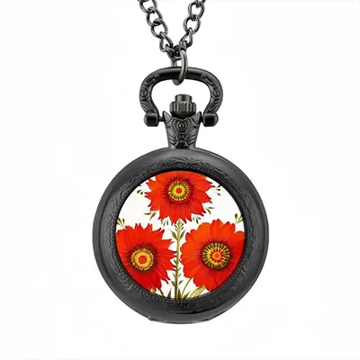 Three Red Flowers Pocket Watch