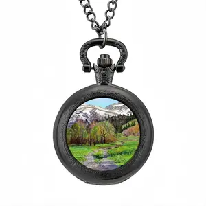 Impressionist Snow Mountains Pocket Watch