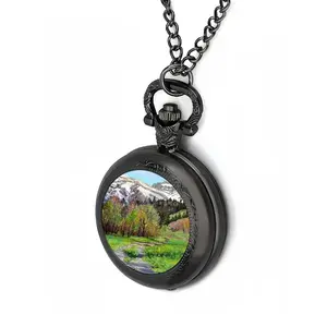 Impressionist Snow Mountains Pocket Watch