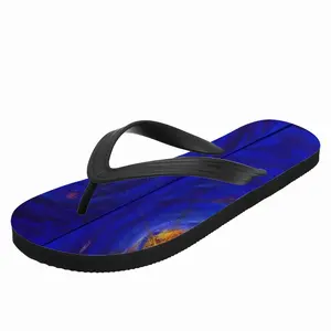 Men Centrifugal Blue Circles Attached Yellow Flip Flop Slippers