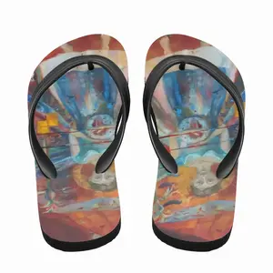 Men Postcard To The Moon Flip Flop Slippers