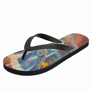 Men Postcard To The Moon Flip Flop Slippers