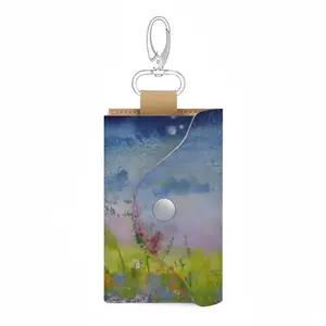 Field In Summer Twilight Leather Key Bag