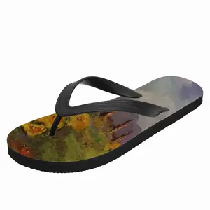 Men Yellow Fence Flowers Flip Flop Slippers