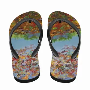 Men Two Autumn Trees Flip Flop Slippers