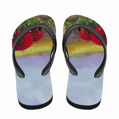 Men Fence Poppies Flip Flop Slippers