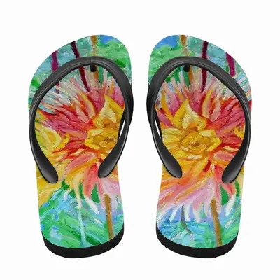 Men Red-Yellow Flower Flip Flop Slippers