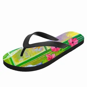 Men Flowers By The Window Flip Flop Slippers