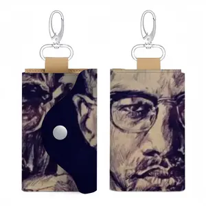 Malcolm X Portrait Leather Key Bag