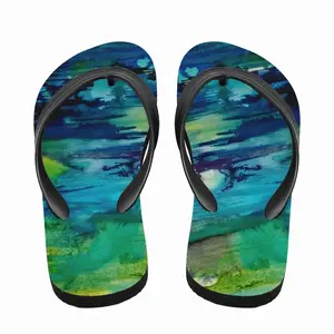 Men Water Lily Pond Flip Flop Slippers