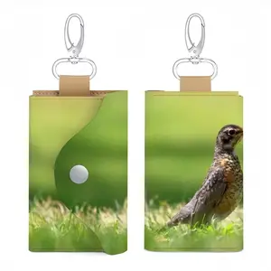 Bird In High Park Grass Leather Key Bag