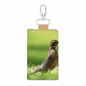 Bird In High Park Grass Leather Key Bag