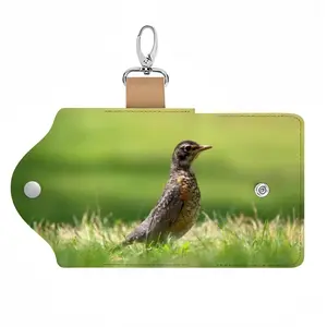 Bird In High Park Grass Leather Key Bag