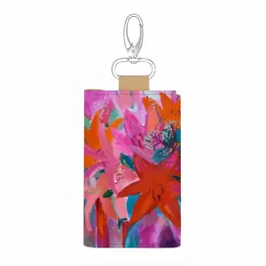 Lilies In A Vase Leather Key Bag