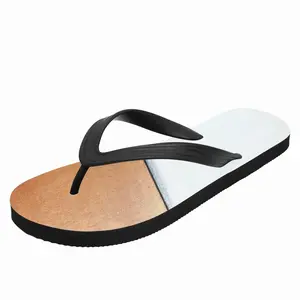 Men Black And White Over Copper Flip Flop Slippers