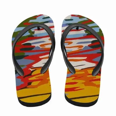 Men Reflections Of Boats In Water 3 Flip Flop Slippers