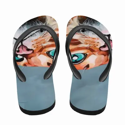 Men Cat In Sparrows Flip Flop Slippers