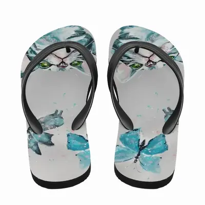 Men Cat And Butterflies Flip Flop Slippers