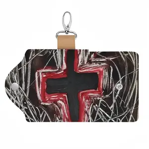 Black Cross Leather Key Bag